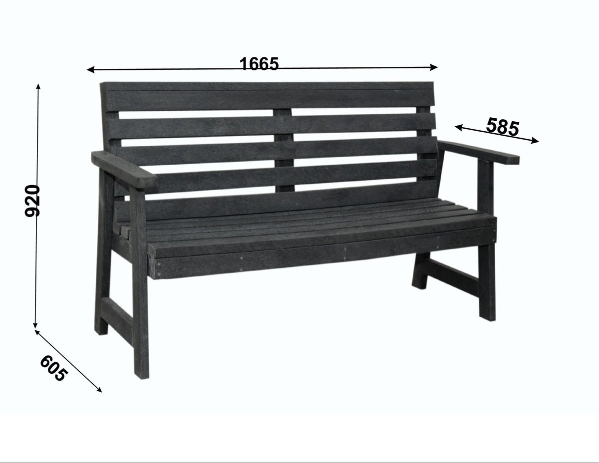 Basque 3 Seater Bench with Backrest dimensions