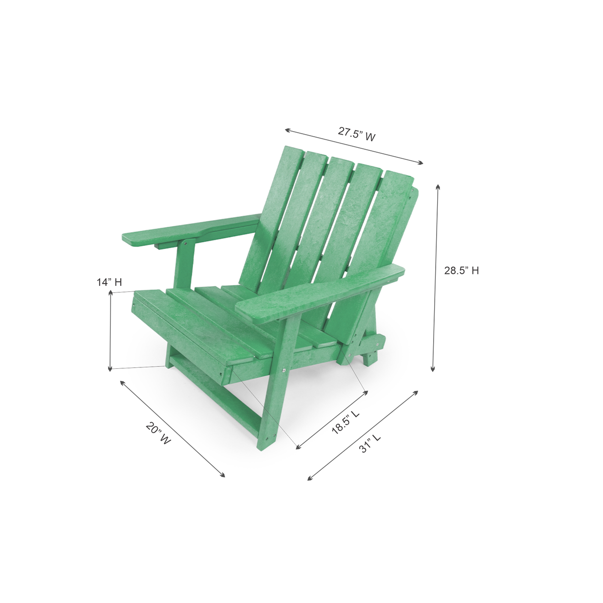 Amalfi Modern Adirondack Chair dimensions