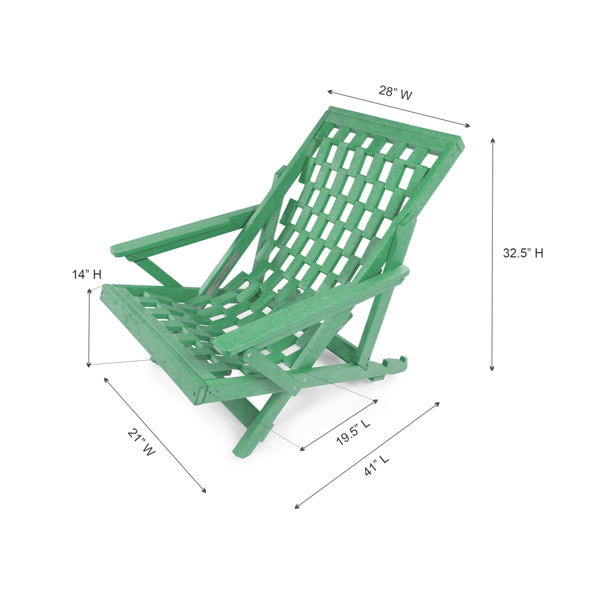 Aspen Folding 3 Position Lounge Chair dimensions