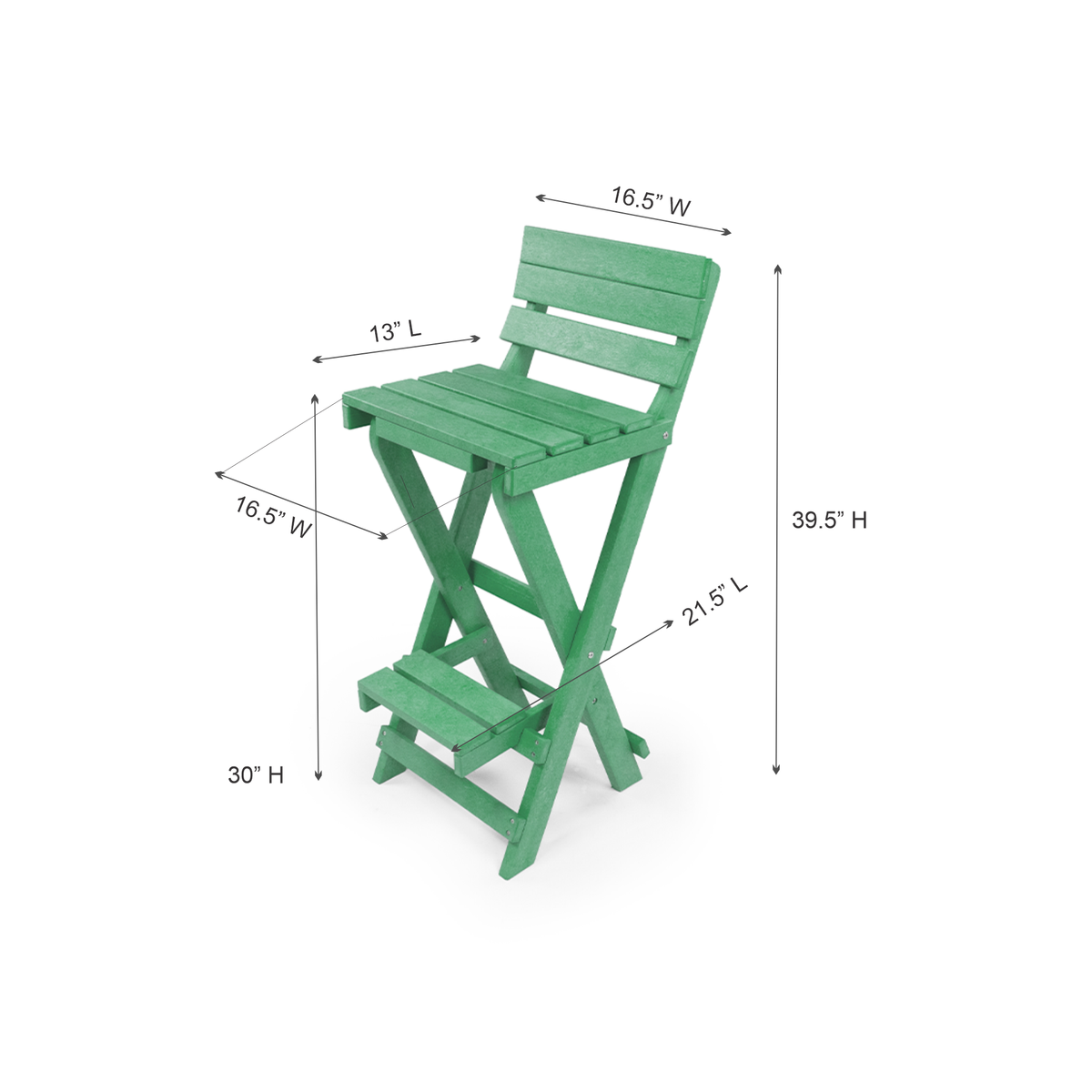 Key West Folding Bar Chair dimensions
