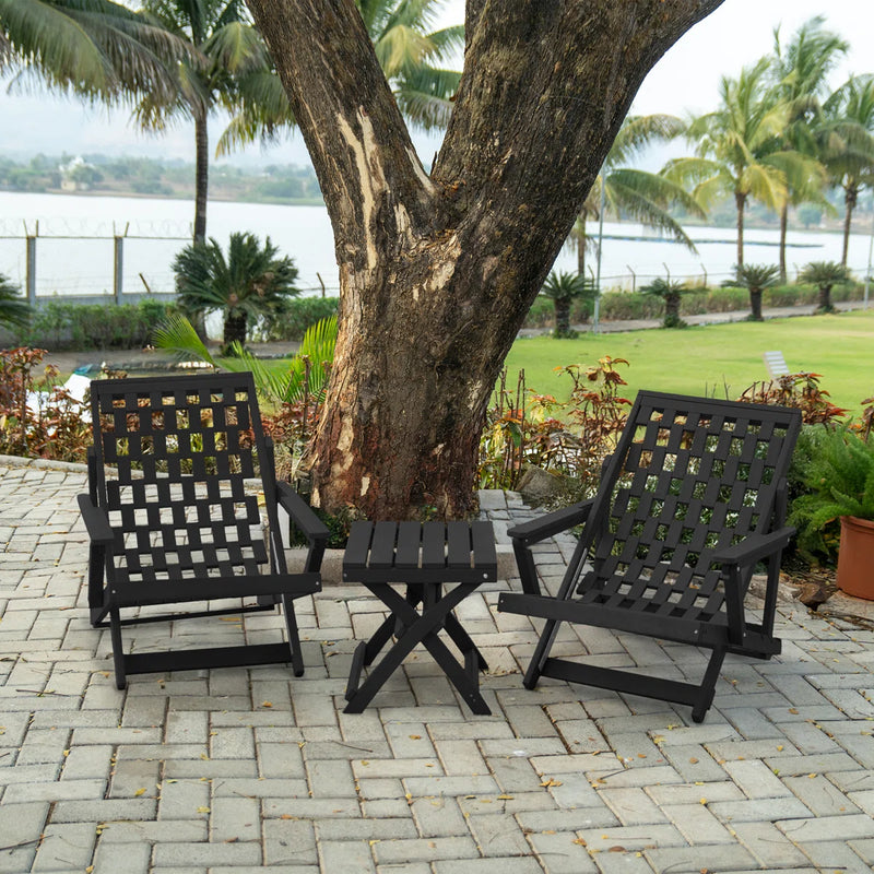 2 Aspen Folding Lounge Chair + 1 Santorini X Table